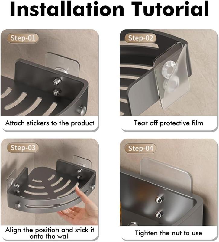 3-Pack Corner Shelves Storage Rack, Drill Free Wall Mount, Shower Organizer, and 40lbs Load Capacity