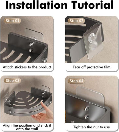 3-Pack Corner Shelves Storage Rack, Drill Free Wall Mount, Shower Organizer, and 40lbs Load Capacity